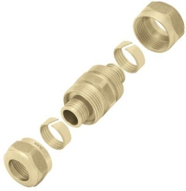 Соединитель свинчиваемый 18*2 латунный двухсторонний KAN-therm