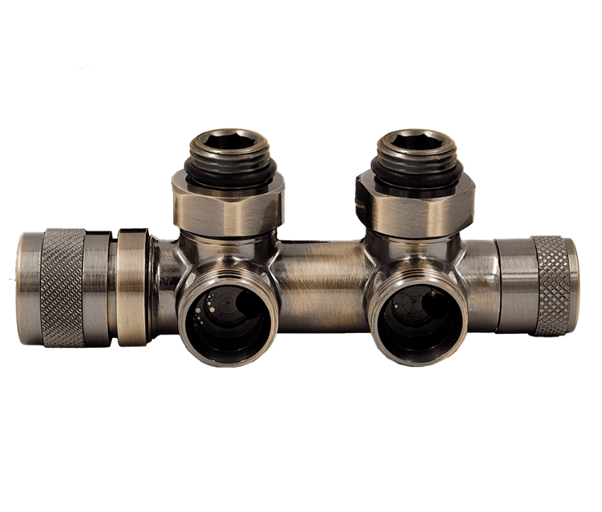 Узел нижнего подключения термостат. "Lunar" угловой правый 1/2"х3/4"Е, Бронза, Primoclima Armature