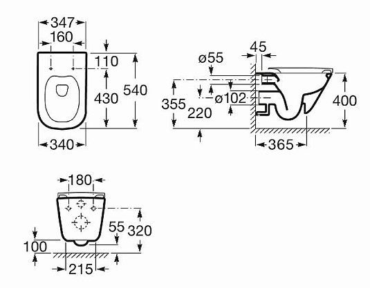 Унитаз Gap rimless ROCA подвесной с сиденьем Slim Soft Close дюропласт