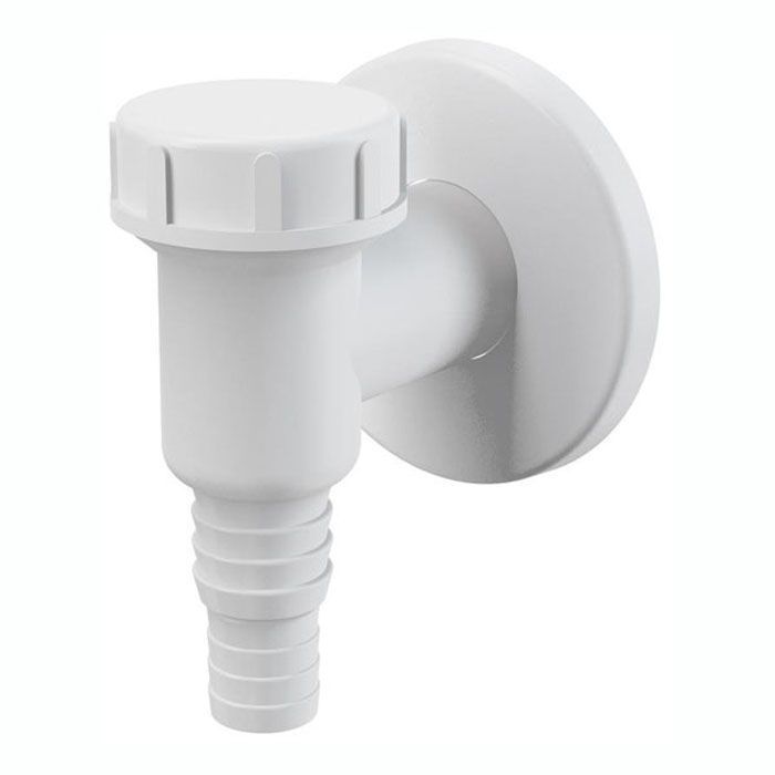 Сифон для стиральной машины с обр. клапаном и отражателем, вход 19-25мм, выход 32мм, белый McAlpine