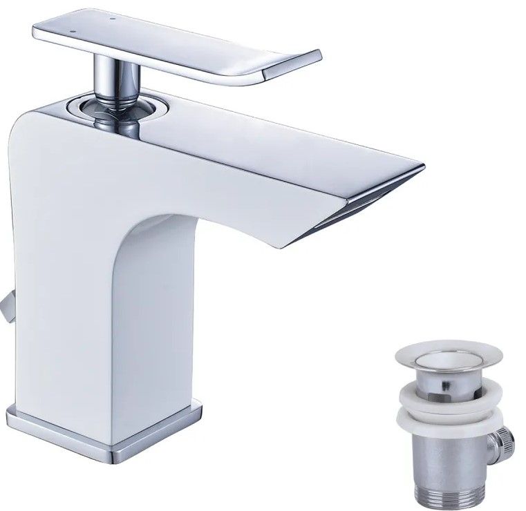 Смеситель для умывальника CONTEST монолитный, хром/белый, LEMARK