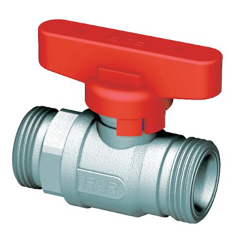 Кран шаровой прямой хром. 3/4"EK (бабочка, красный) FAR