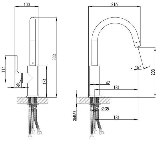 Смеситель для кухни COMFORT, Антрацит, LEMARK