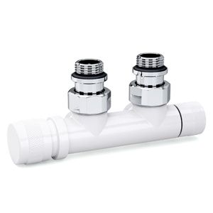 Узел нижнего подключения угловой 1/2"х3/4"Е Белый (левый) с ручной регулировкой SR Rubinetterie
