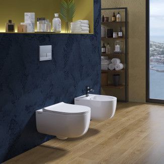 Унитаз подвесной EGO XL белый глянцевый Rimless 54 см c сиденьем Slim BERGES