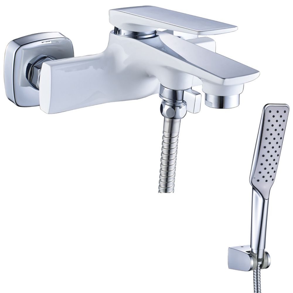 Смеситель для ванны ALLEGRO (с лейкой и шлангом) хром/белый LEMARK