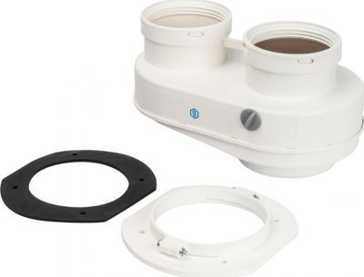 Элемент дымохода DN80/80 адаптер для подкл. разд. труб (совместимый  Bosch (фланец ) PP-Ryton (алюми