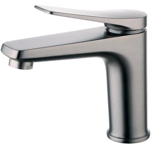 Смеситель для умывальника Bronx, монолитный, графит, с выпуском, LEMARK