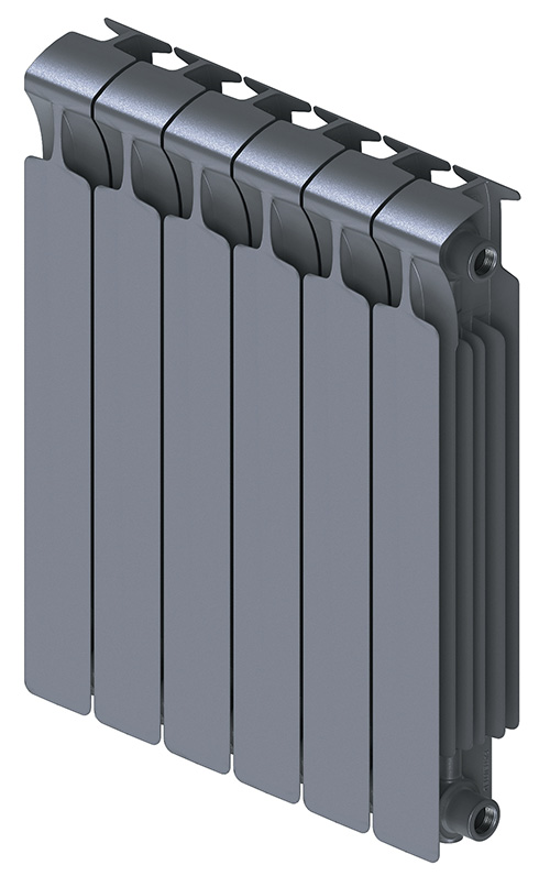 Радиатор биметаллический Monolit 500/100   6 секции G3/4" боковое подкл. Титан Rifar