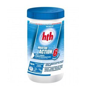 Двуслойные таблетки - быстрый и медленный хлор 6в1 MAXITAB ACTION 6, 1кг, hth