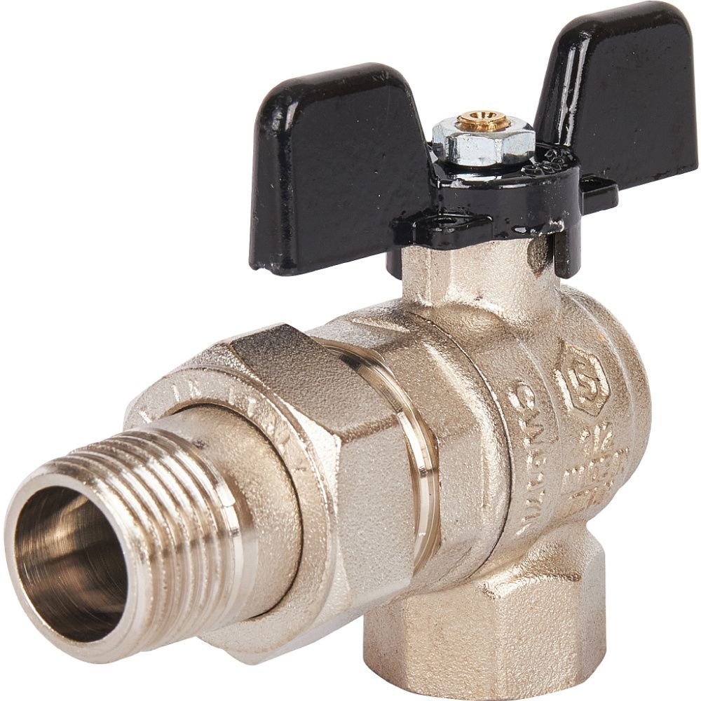 Кран шаровой полнопроходной угловой, ВР/НР, ручка бабочка 1/2, (американка) STOUT (гост)