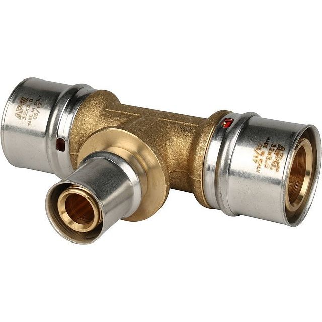 Тройник  32х20х32 латунь пресс Stout