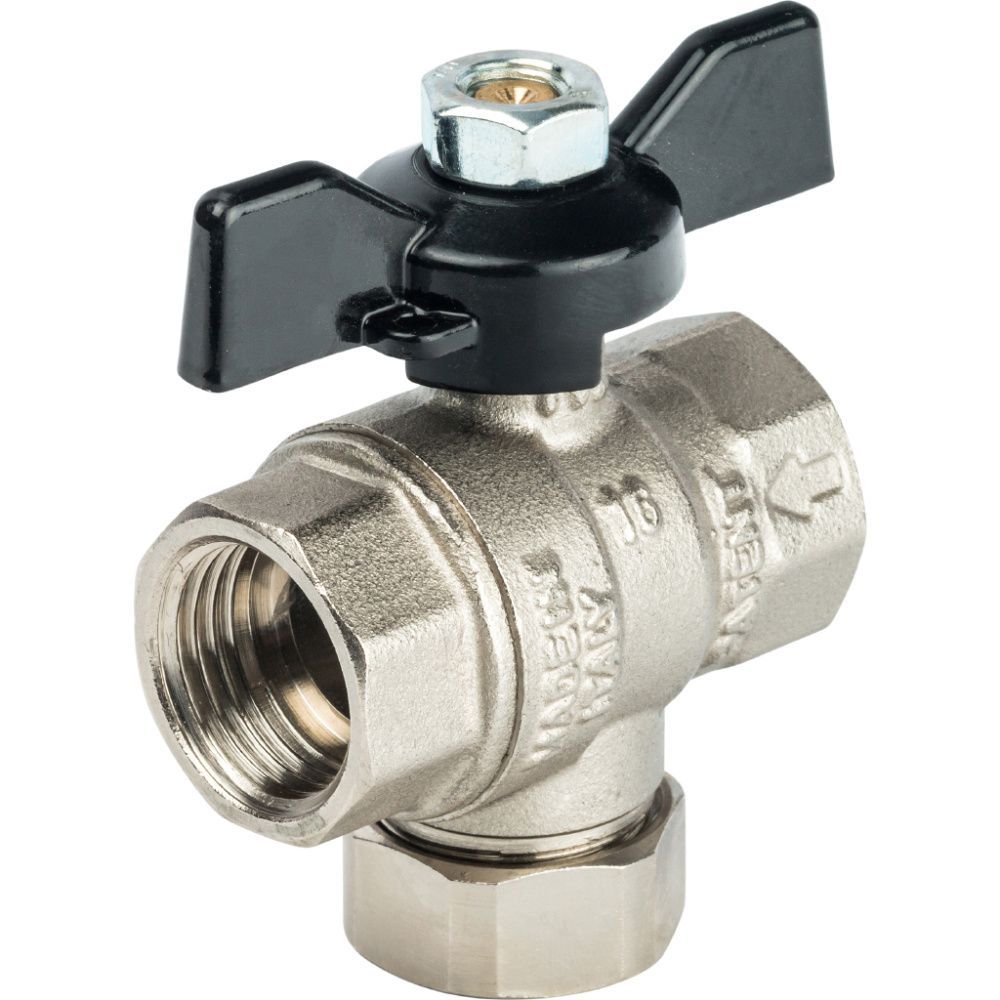 Кран шаровой+фильтр 1/2" (бабочка) Stout