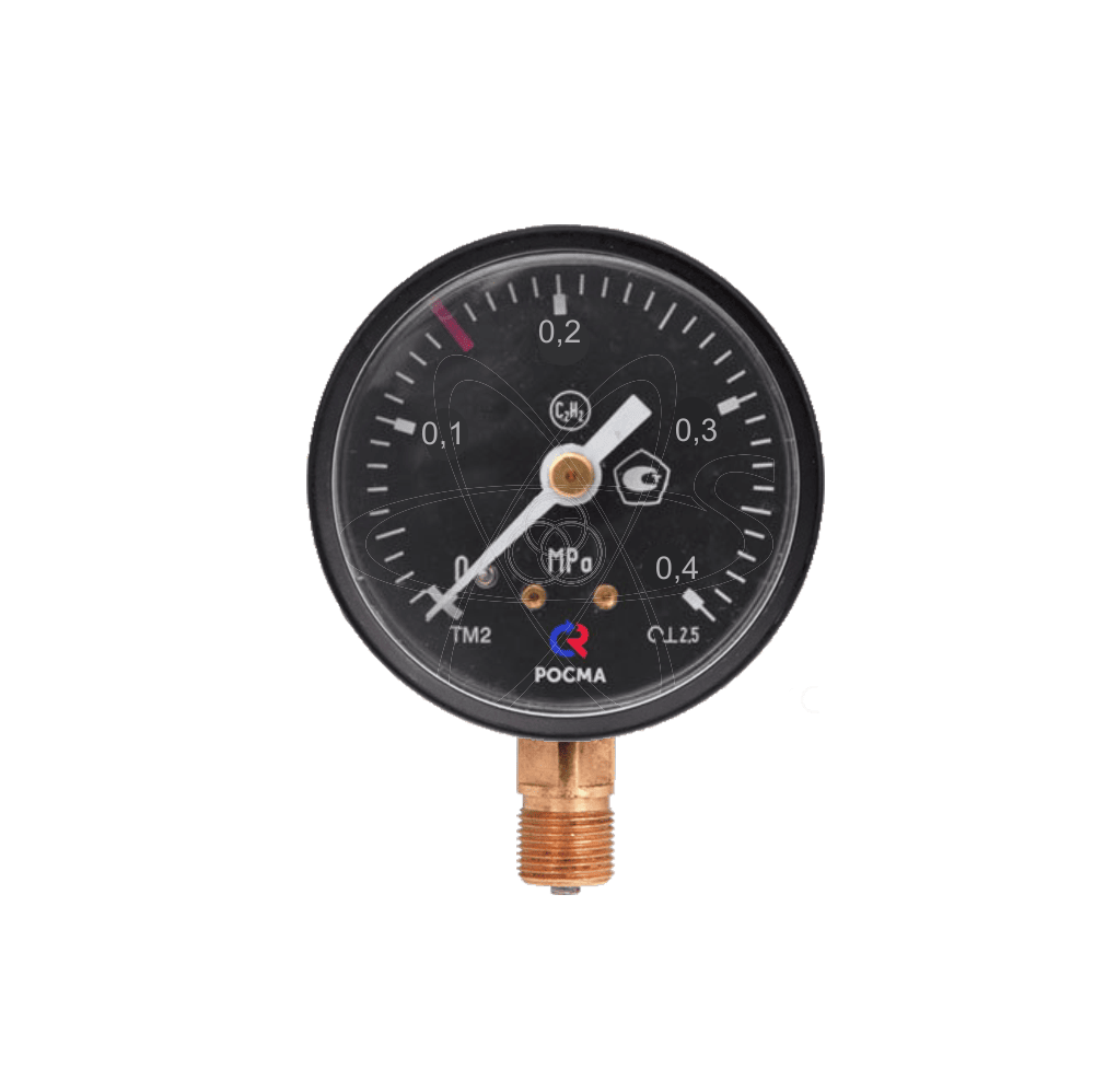 Манометр ТМ-210Р.00 (0..0,4 МПа), М12*1,5, 50мм, кл.т. 2,5,80С, C2H2 (ацетилен), радиальный