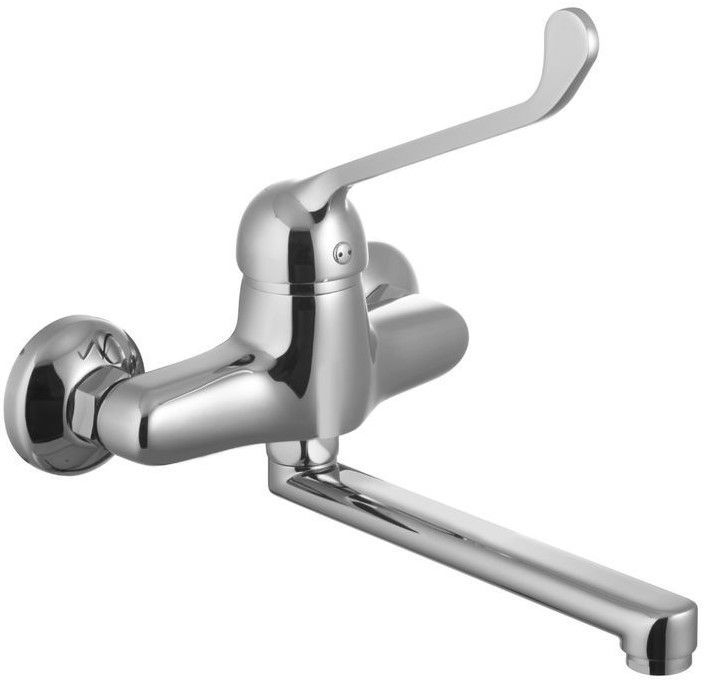 Смеситель для кухни/умывальника с локтевой рукояткой, настенный, излив 200 мм, хром, LEMARK