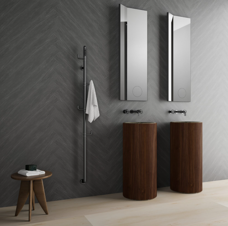 Полотенцесушитель электрический с поворотными крючками 1661*178 с терморегулятором Графит, AQM