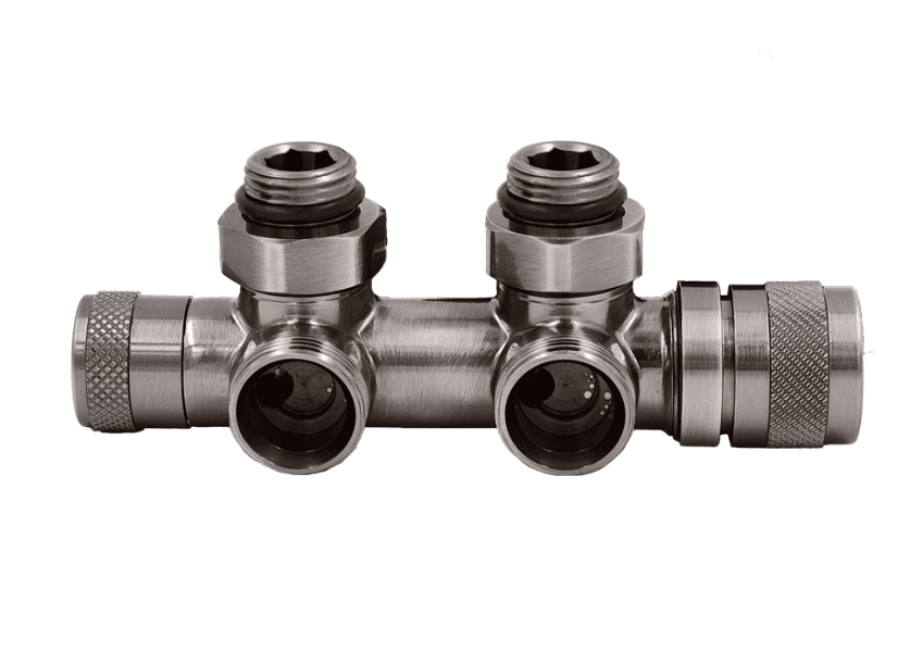 Узел нижнего подключения термостат."Lunar" угловой левый 1/2"х3/4"Е, Никель мат, Primoclima Armature