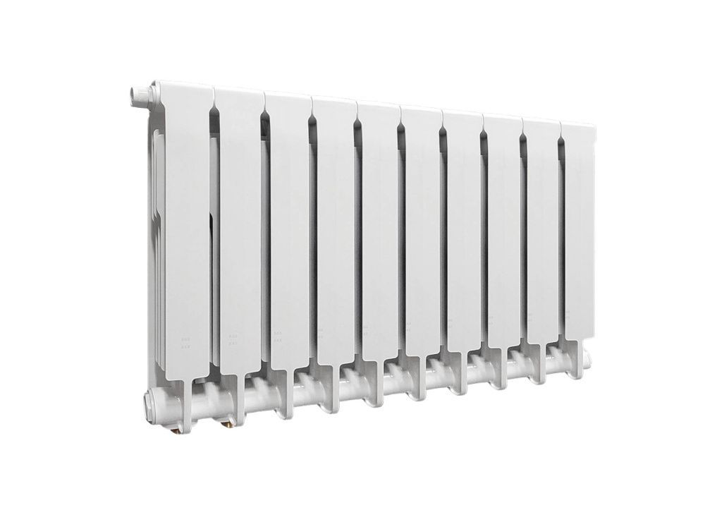 Радиатор биметаллический 500/90 мм 10 секций нижнее подключение справа Теплоприбор