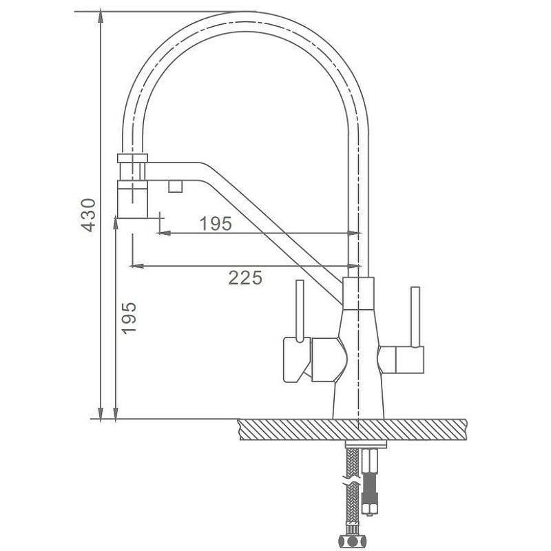 Смеситель кухонный со съемным изливом на магните и подключением фильтра R80 (Хром/черный) RAGLO