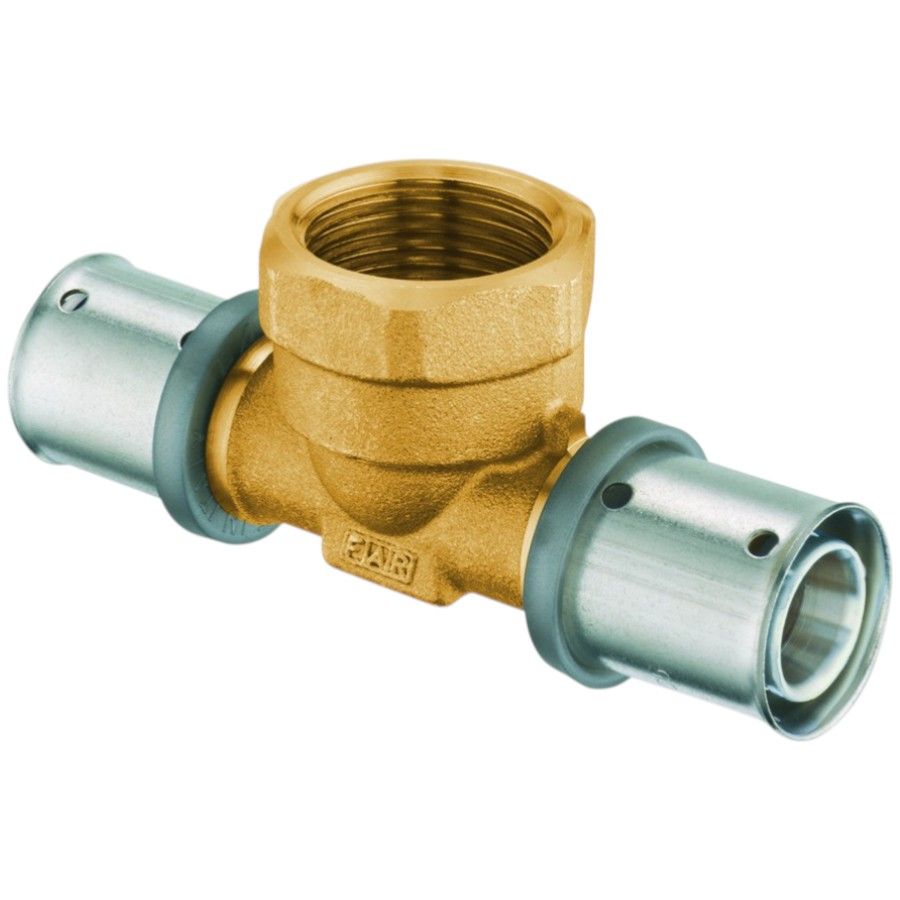 Тройник 16-1/2-16 ВР латунь, пресс FAR