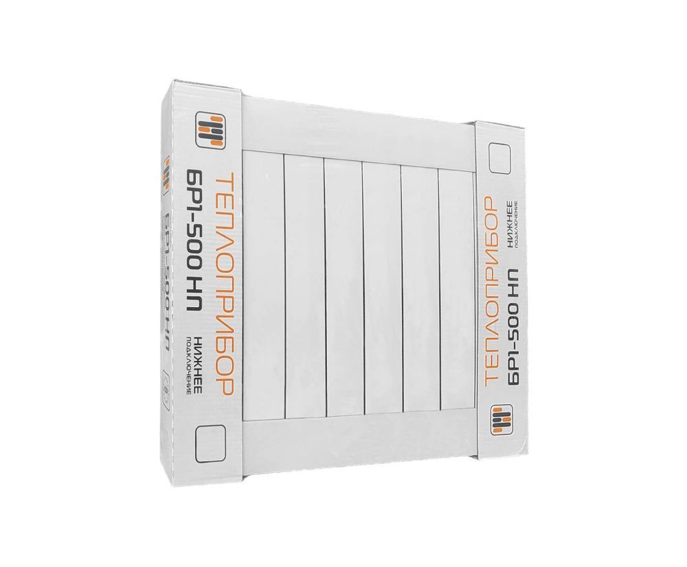 Радиатор биметаллический 500/90 мм 8 секций нижнее подключение справа Теплоприбор