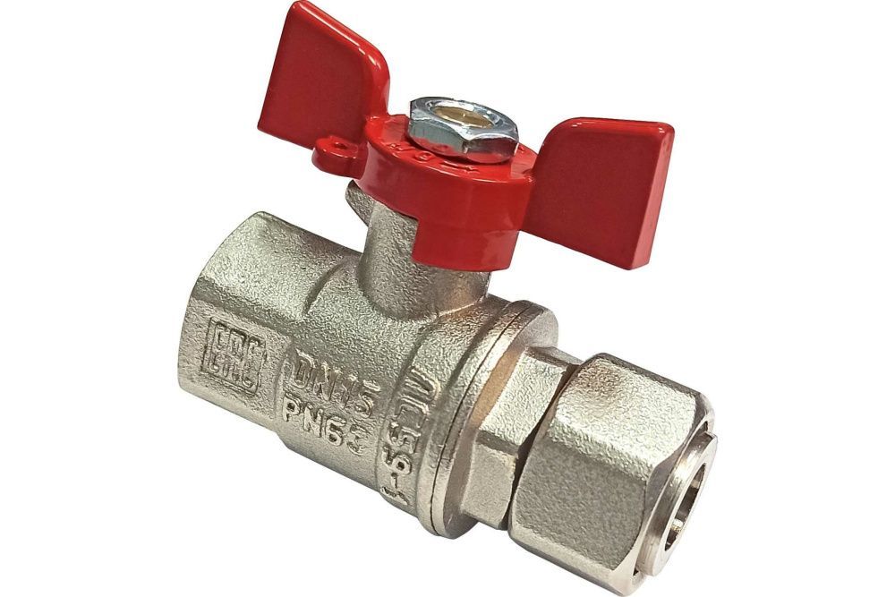 Кран шаровой с накидной гайкой ВР/накидная гайка  1/2" (бабочка) Valfex
