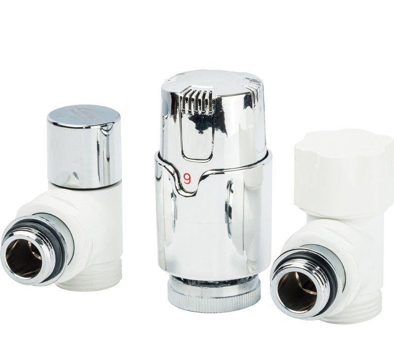 Комплект термостатический 1/2 EK, угловой, белый-хром Luxor (RS259/A+DS79/A+TA1200)