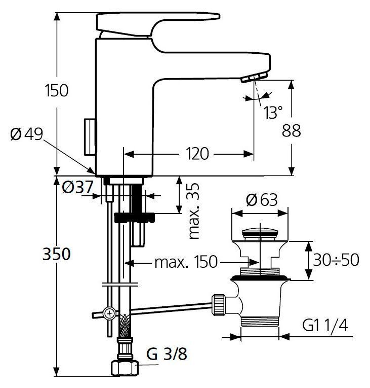 Смеситель д/рак. Moments IDEAL STANDARD