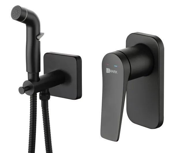 Смеситель с гигиеническим душем Bronx, встраиваемый (черный), LEMARK