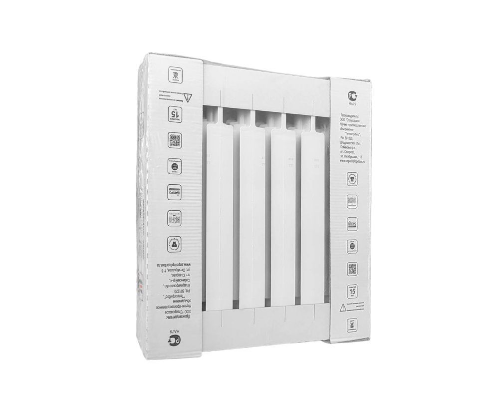 Радиатор биметаллический 500/90 мм 6 секций нижнее подключение справа Теплоприбор