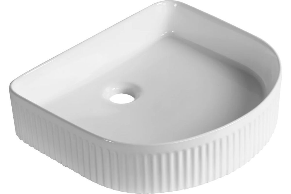 Раковина накладная без перелива, белый глянец, ребристый край, MILLEAU