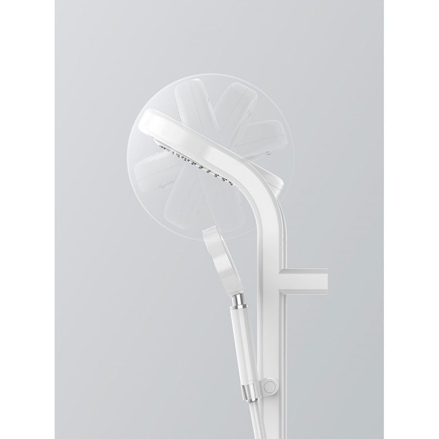 Система душевая с термостатом и изливом, тропический душ 210мм, белый, AQM