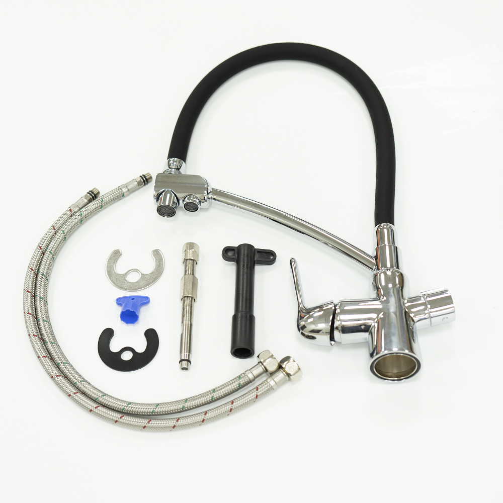 Смеситель для кухни COMFORT, с подключ. к фильтру, хром/черный, LEMARK