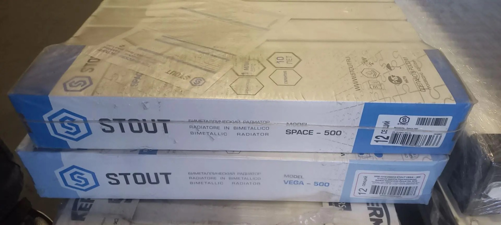 Радиатор биметаллический Space 500/90 12 секций боковое подключение STOUT