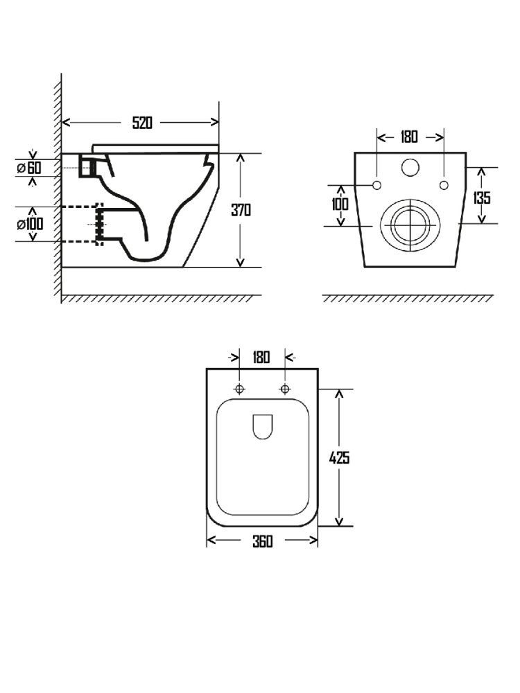 Унитаз подвесной с сиденьем, скрытый монтаж, AQM Aquame (Распродажа!)