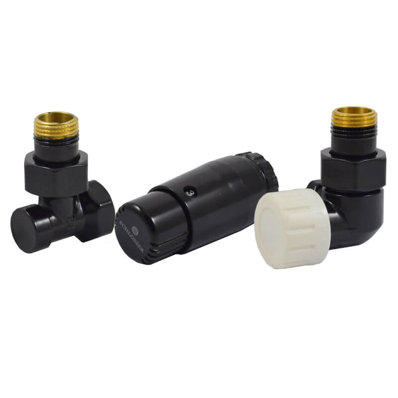 Комплект трехосевой правый Черный DN15 GZ1/2xGW1/2 с головкой Мини M30x1,5