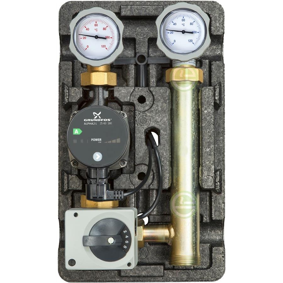 Группа насосно-смеcительная п. 8 MK 1 1/4" с насосом Grundfos UPM3 Hybrid 25-70, подача слева Meibes