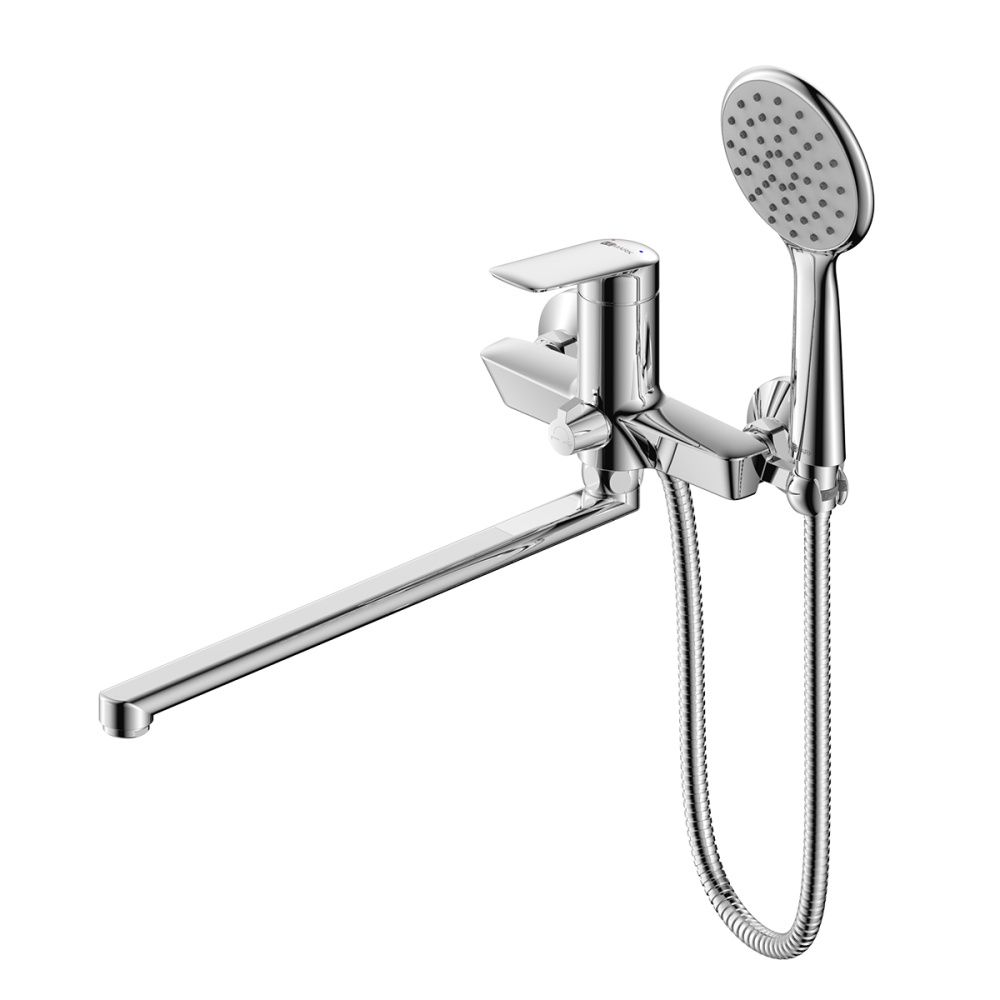 Смеситель универсальный VERBA с плоским изливом 350мм (с лейкой и шлангом) хром LEMARK