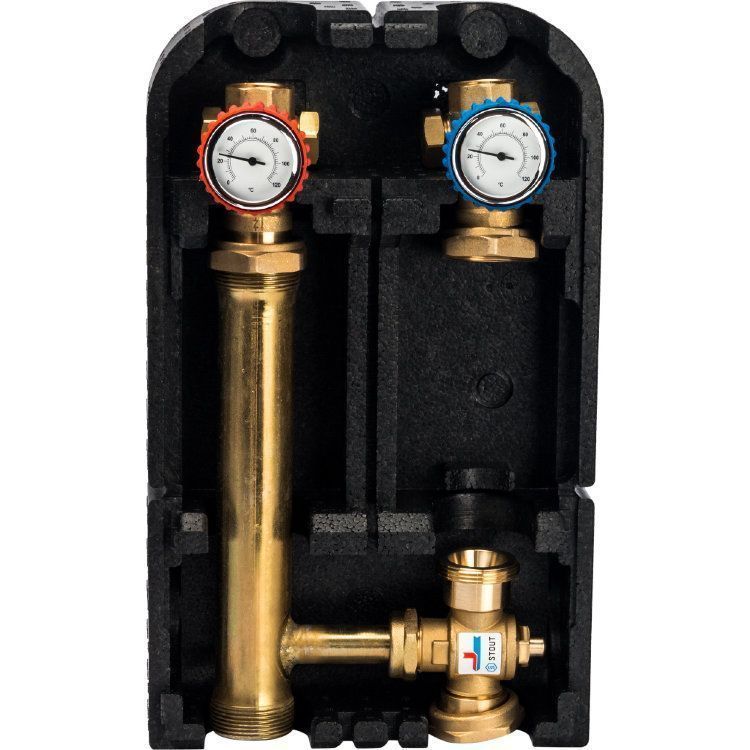 Насосно-смесительный узел 1" с термостатическим смесительным клапаном без насоса STOUT