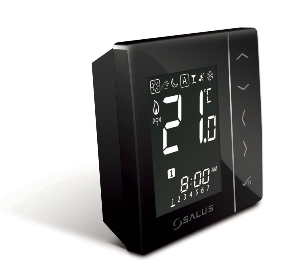 Терморегулятор беспроводной электронный 4 в 1, с пит. от батареек, накладной, черный VS20BRF SALUS