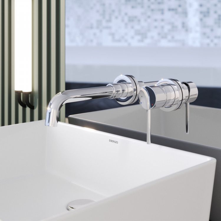 Смеситель для раковины скрытого монтажа VENTAS R раздельный, хром глянцевый, BERGES