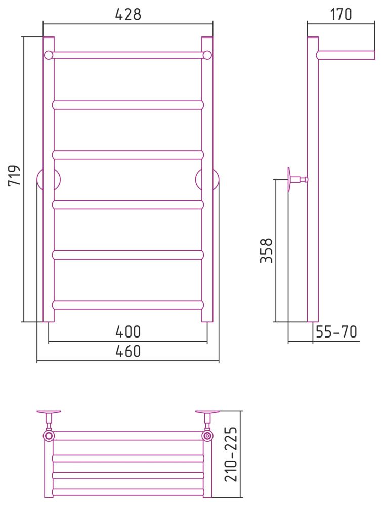 П/сушитель Универсал-54 800х400 нерж. ст., полировка Стилье