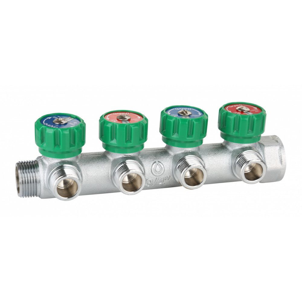 Коллектор регулирующий 3/4" ВН  4 вых. 1/2" НР,  Gappo