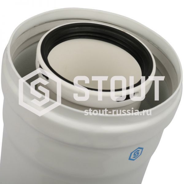 Ревизия конденсац. прямая DN60/100 м/п PP-FE STOUT (пластик)