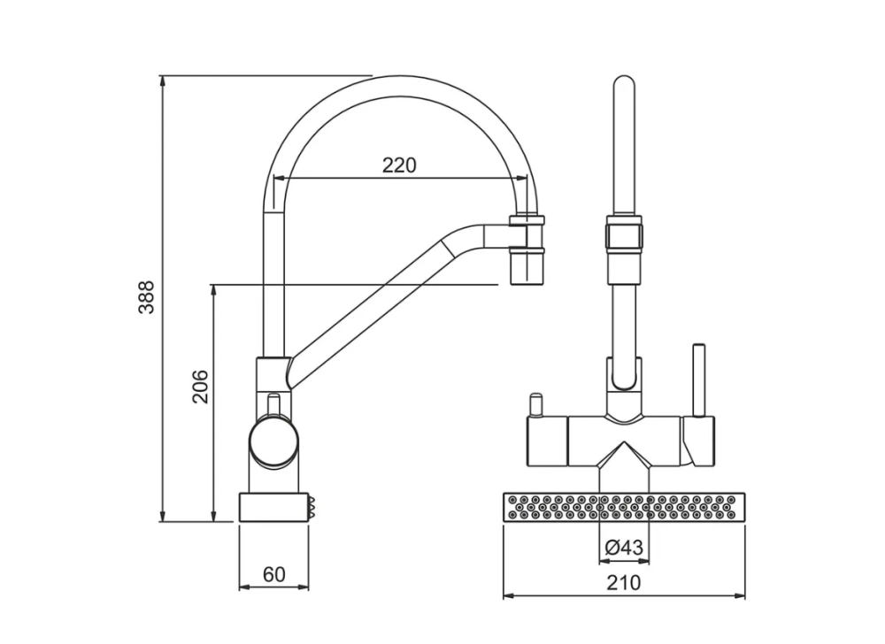 Смеситель кухонный с водопадом G4098-9 оружейная сталь Gappo