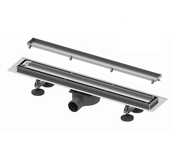 Комплект для монтажа дренажного канала 700мм, с лотком tile и решеткой steel, с мембраной,  TECE