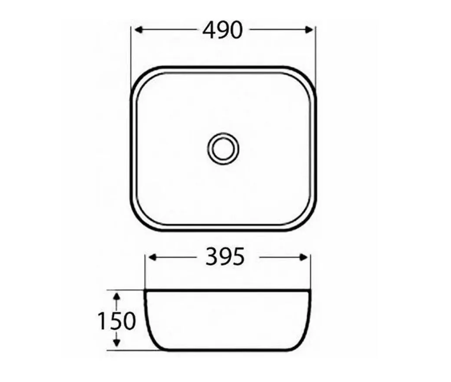 Раковина накладная 490*395*150 белая AZARIO