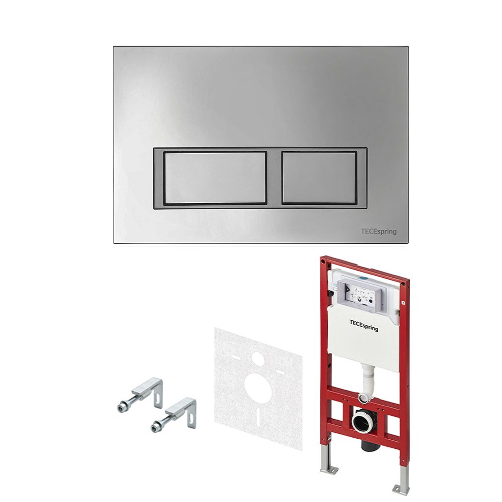 Комплект TECEspring, панель смыва с прямоугольными кнопками, хром глянцевый