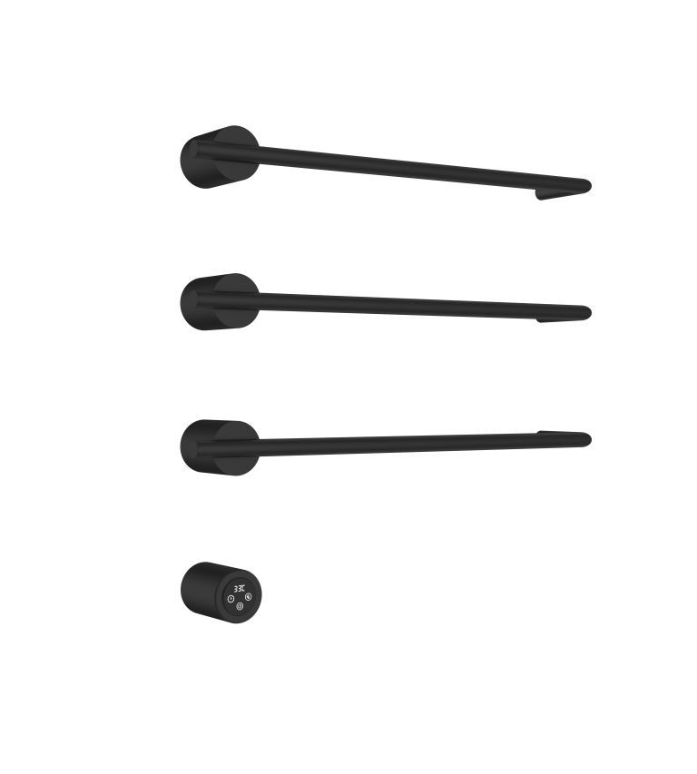 Полотенцесушитель электрический (встраиваемый) 520*506 с терморегулятором, цвет Черный матовый, AQM