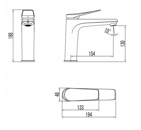 Смеситель для умывальника Bronx, средний, монолитный, графит, LEMARK